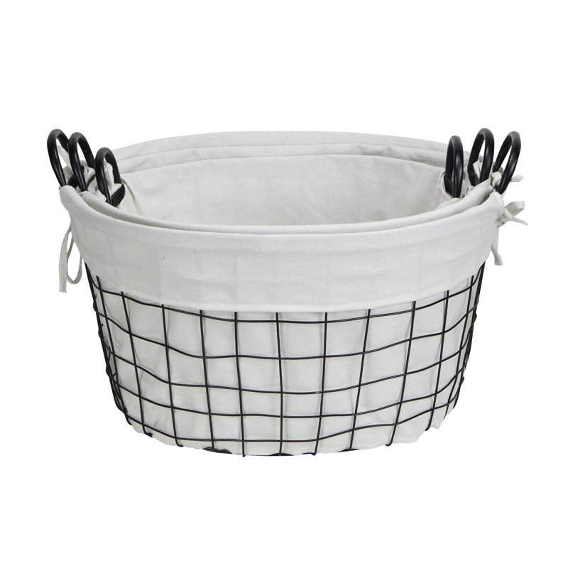 Gracie Oaks 3 Piece Metal Wire Basket Set Wayfair